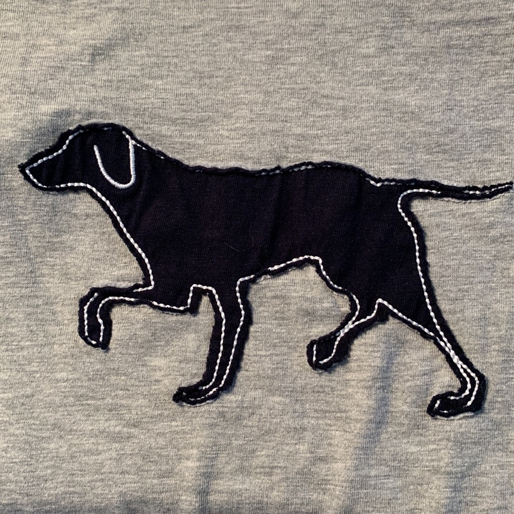 Lazy One short sleeve t- shirt baseball style with dog on front Sz *XS good cond
